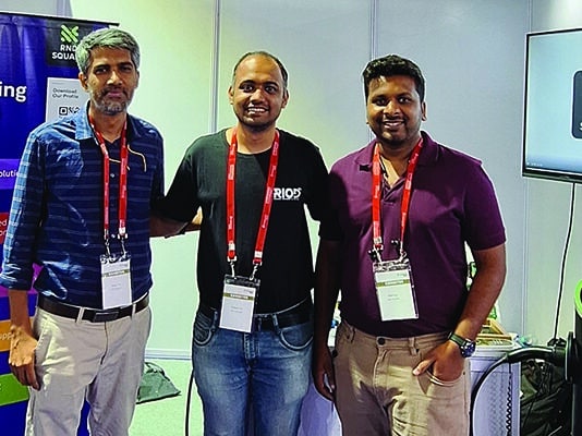 This image has an empty alt attribute; its file name is Mr.-Anees-P-K-Director-Technical.jpg From Left to Right in the Image Mr. Anees P K - Director (Technical) Mr. C S Kailash - Director (Business) Mr. Akhil Joy - Director (IOT & Software)