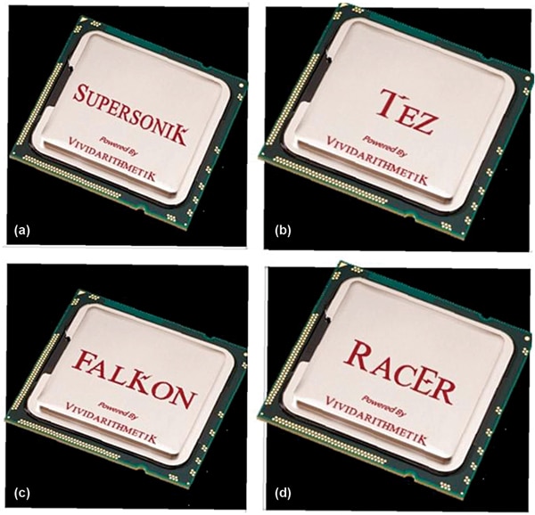 (a) HPC multicore, (b) automotive multicore, (c) AI multicore, and (d) world’s first POSIT GPGPU (Credit: VividSparks)